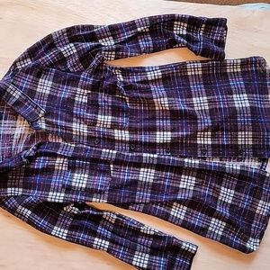 Plaid Button Down 3/4 Length Shirt Size Junior's Medium